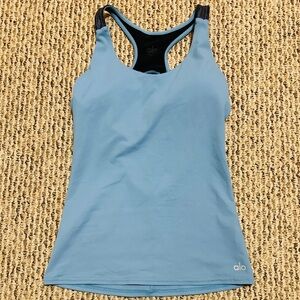 Alo Yoga Women's Venture Bra Tank Saltwater Metallic/Blue Size XS